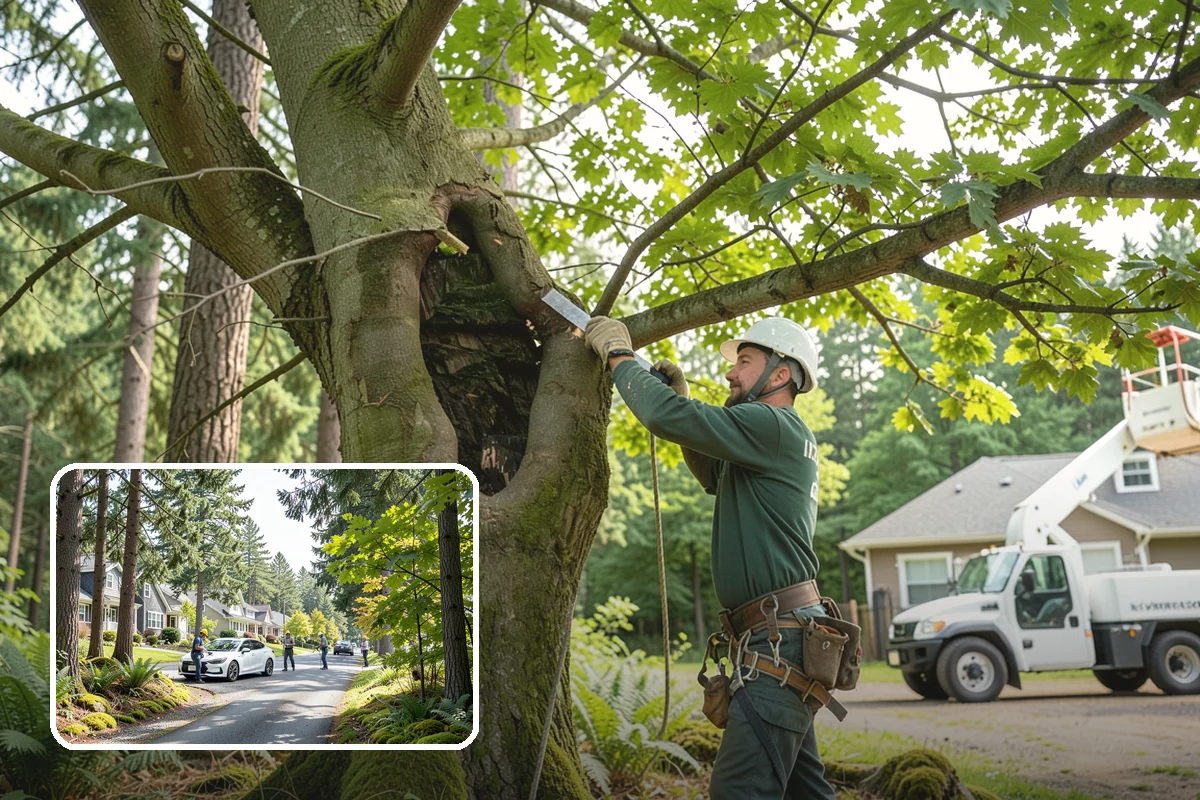 Wood chipping in Normandy Park, King County, WA - Turns removed wood and debris into usable products