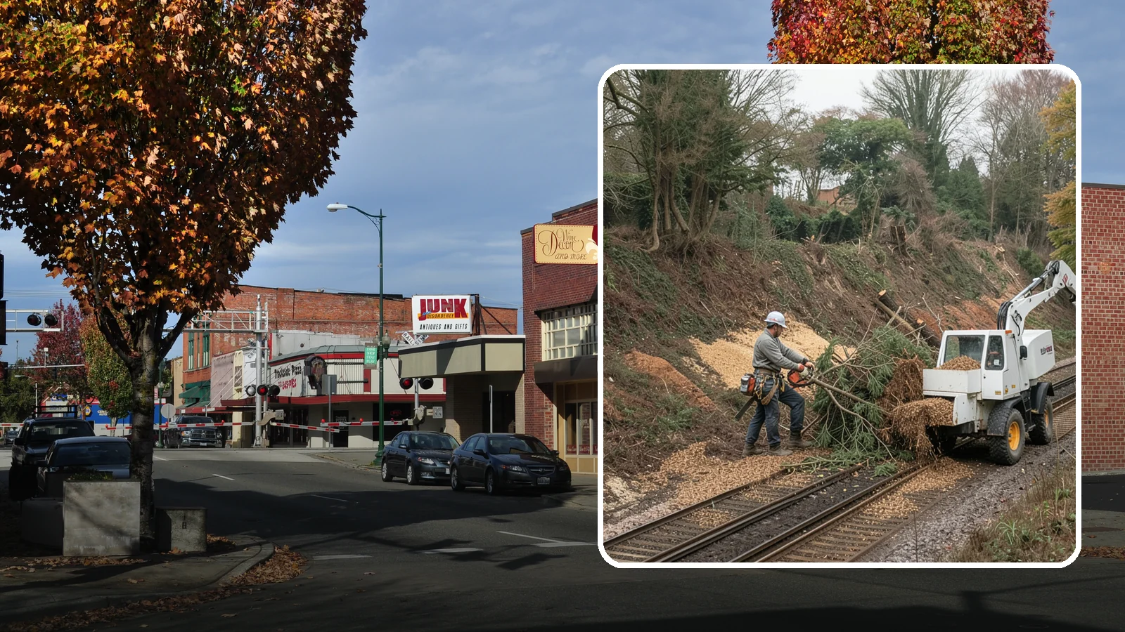 Wood chipping in Puyallup, Pierce County, WA - The on-site chipping of branches and limbs.