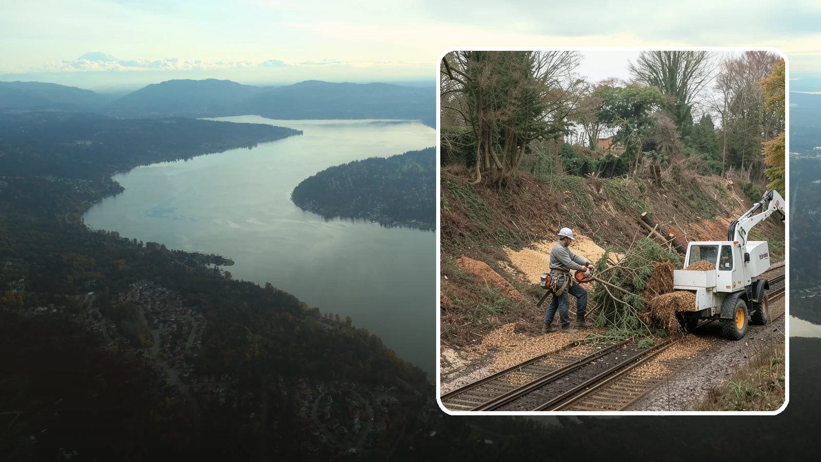 Wood chipping in Sammamish, King County, WA - The on-site chipping of branches and limbs.