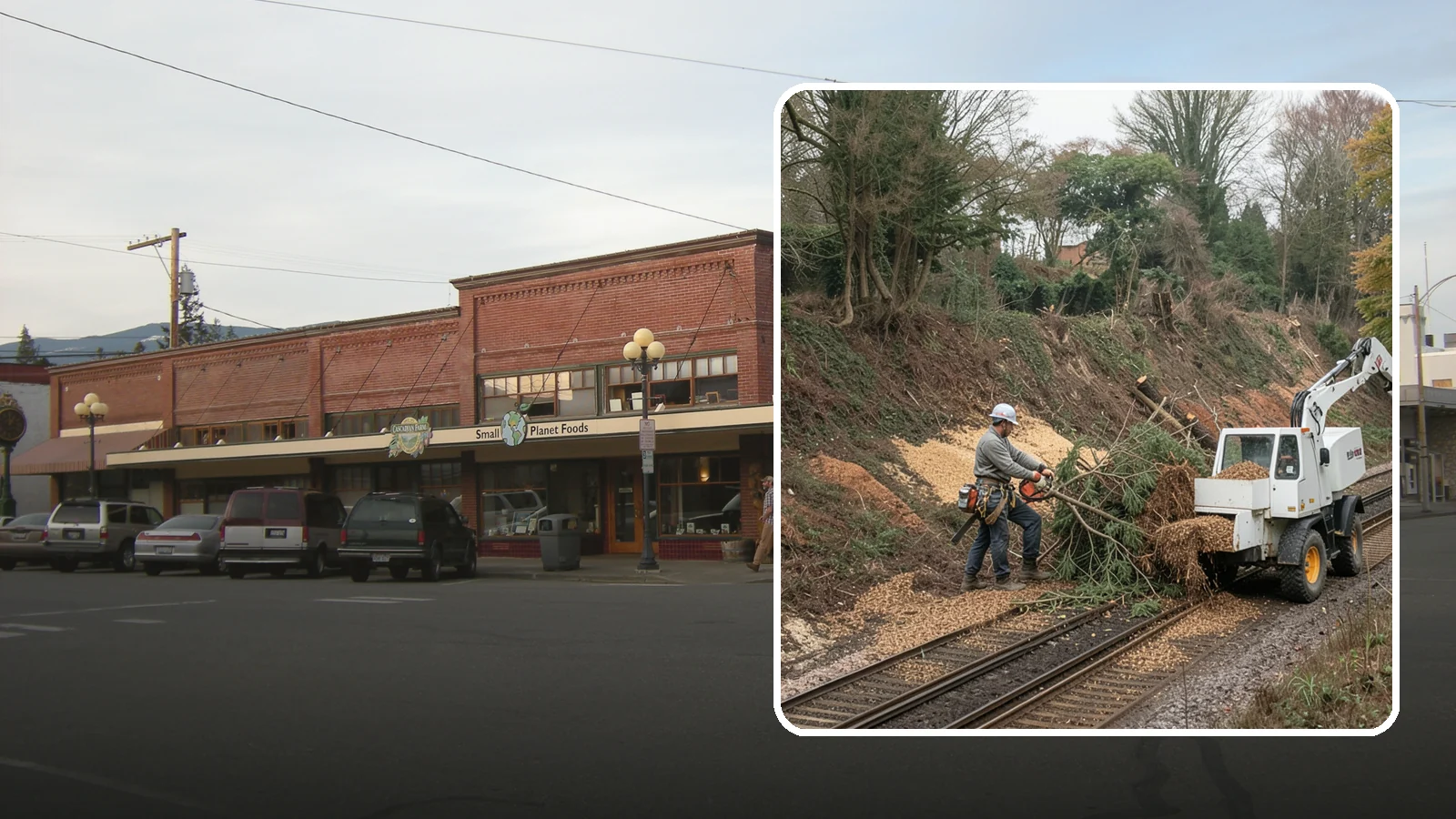 Wood chipping in Sedro-Woolley, Skagit County, WA - The on-site chipping of branches and limbs.
