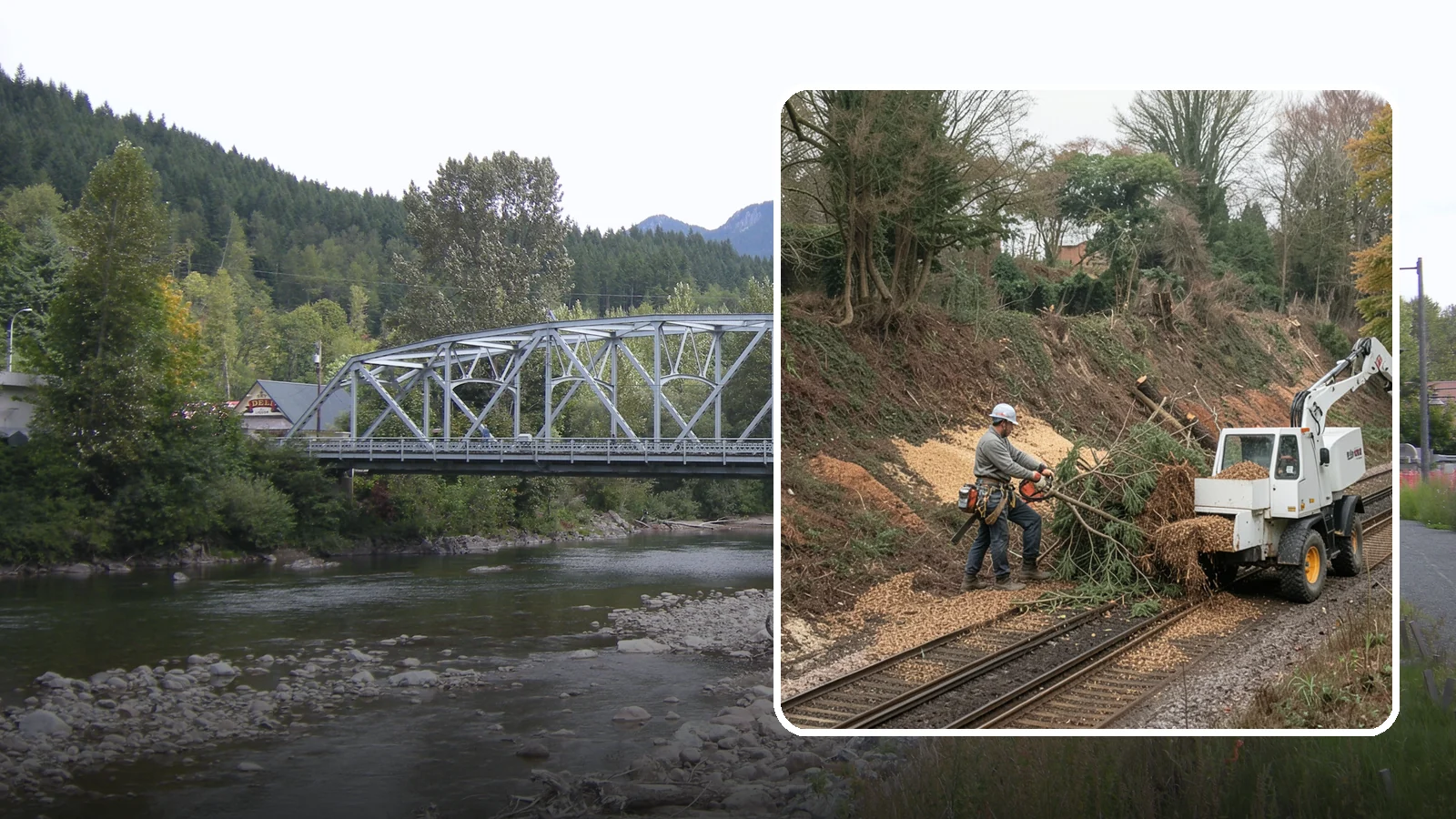 Wood chipping in Skykomish, King County, WA - The on-site chipping of branches and limbs.