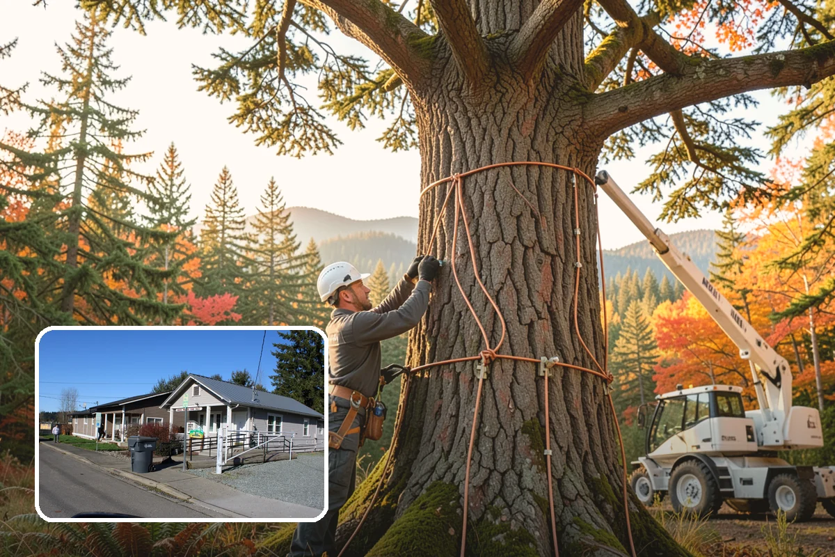 Wood chipping in South Prairie, Pierce County, WA - Turns removed wood and debris into usable products