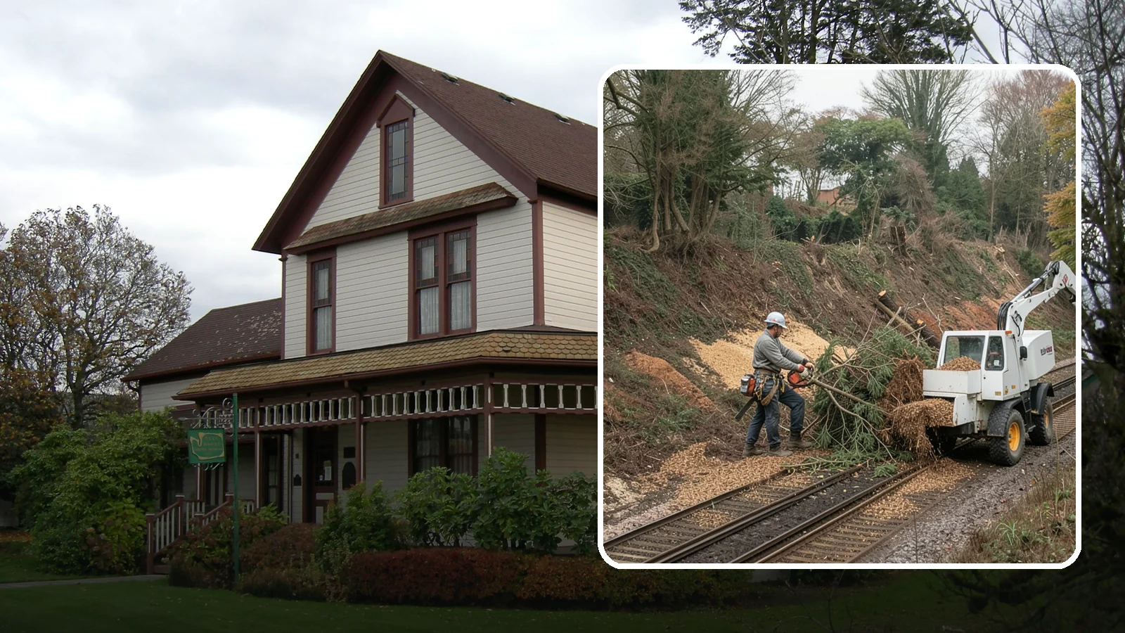 Wood chipping in Sumner, Pierce County, WA - The on-site chipping of branches and limbs.