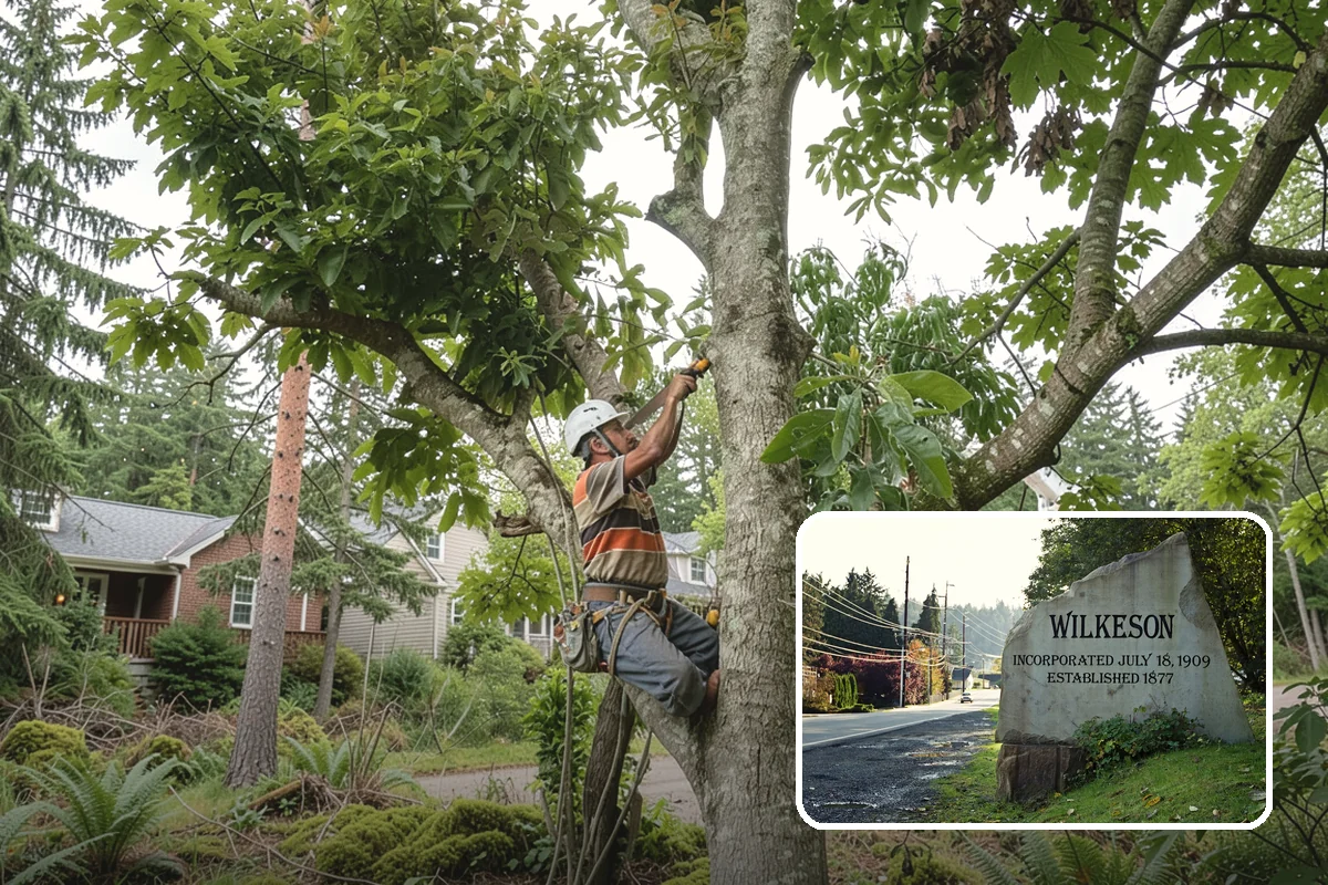Wood chipping in Wilkeson, Pierce County, WA - Turns removed wood and debris into usable products