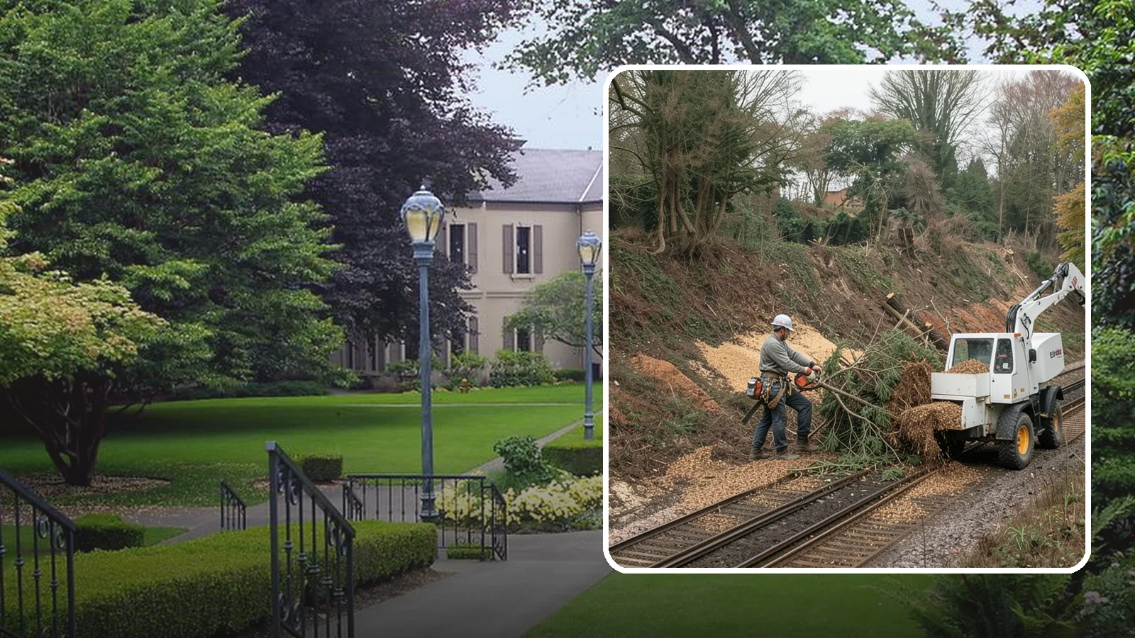 Wood chipping in Woodinville, King County, WA - The on-site chipping of branches and limbs.