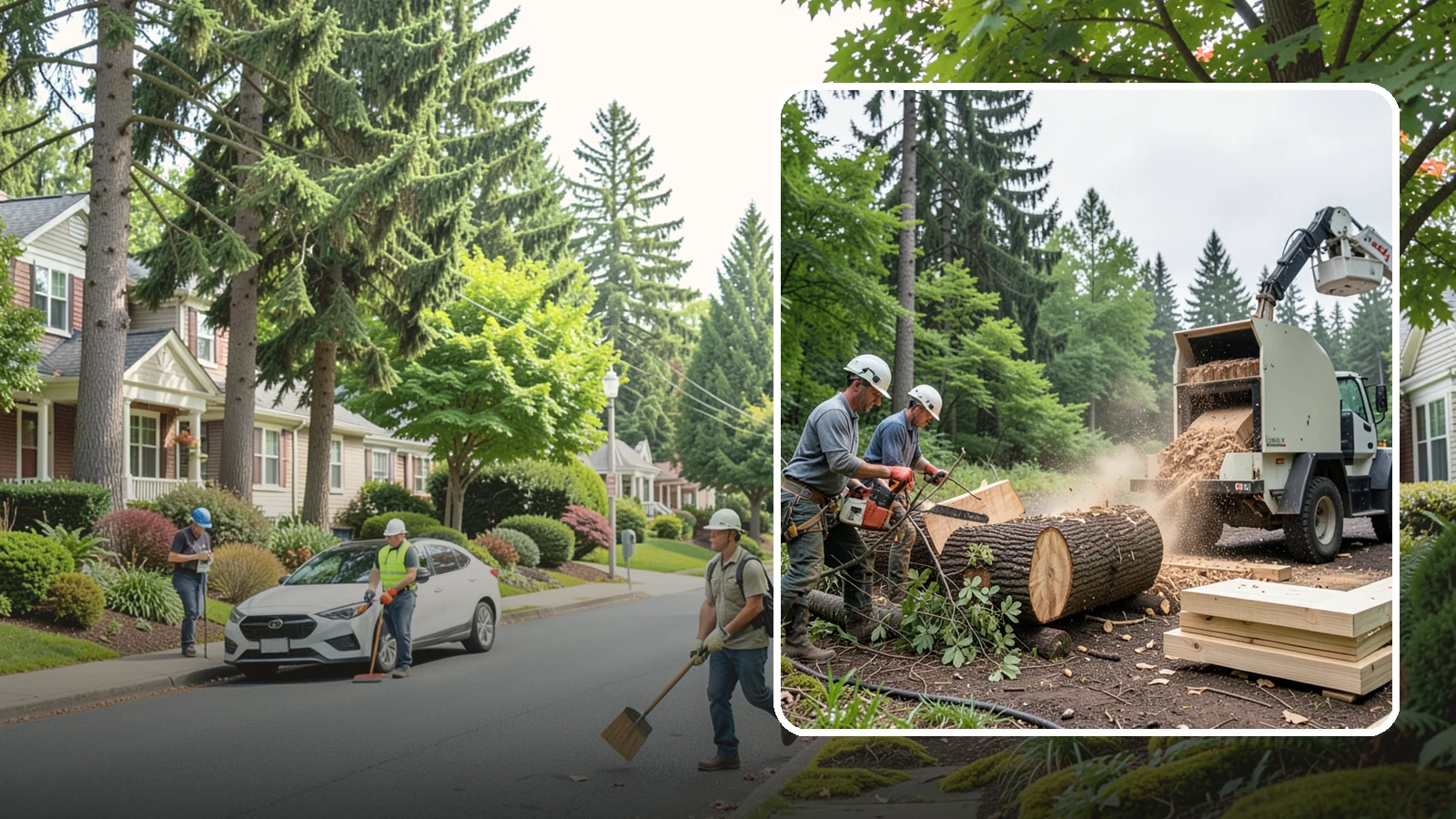 Wood milling in Beaux Arts Village, King County, WA - The milling of logs into usable slabs or boards.