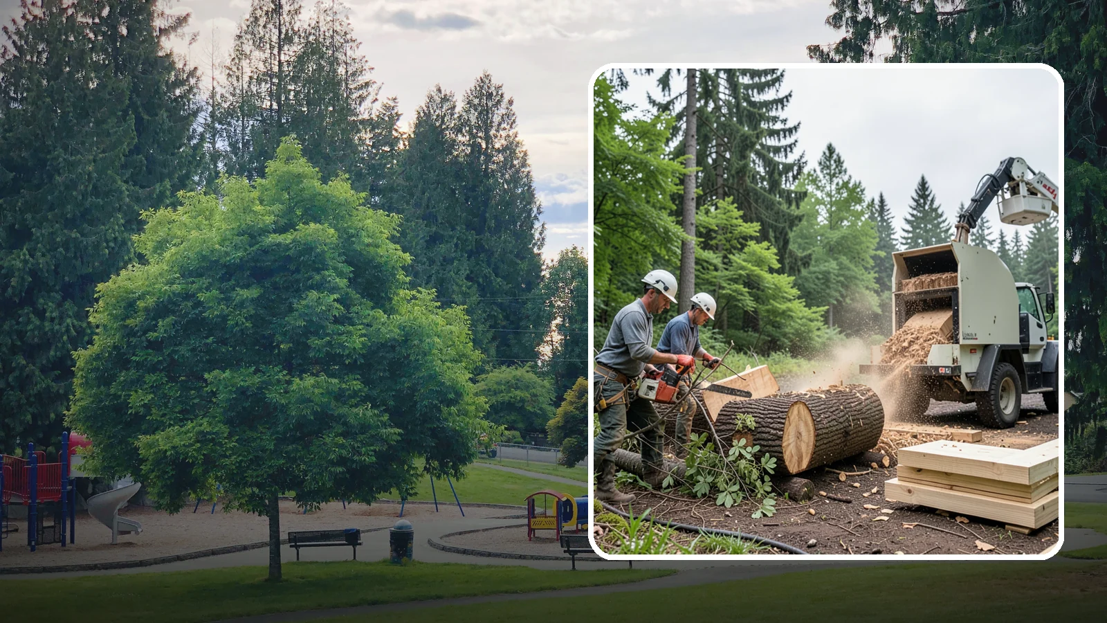 Wood milling in Bonney Lake, Pierce County, WA - The milling of logs into usable slabs or boards.