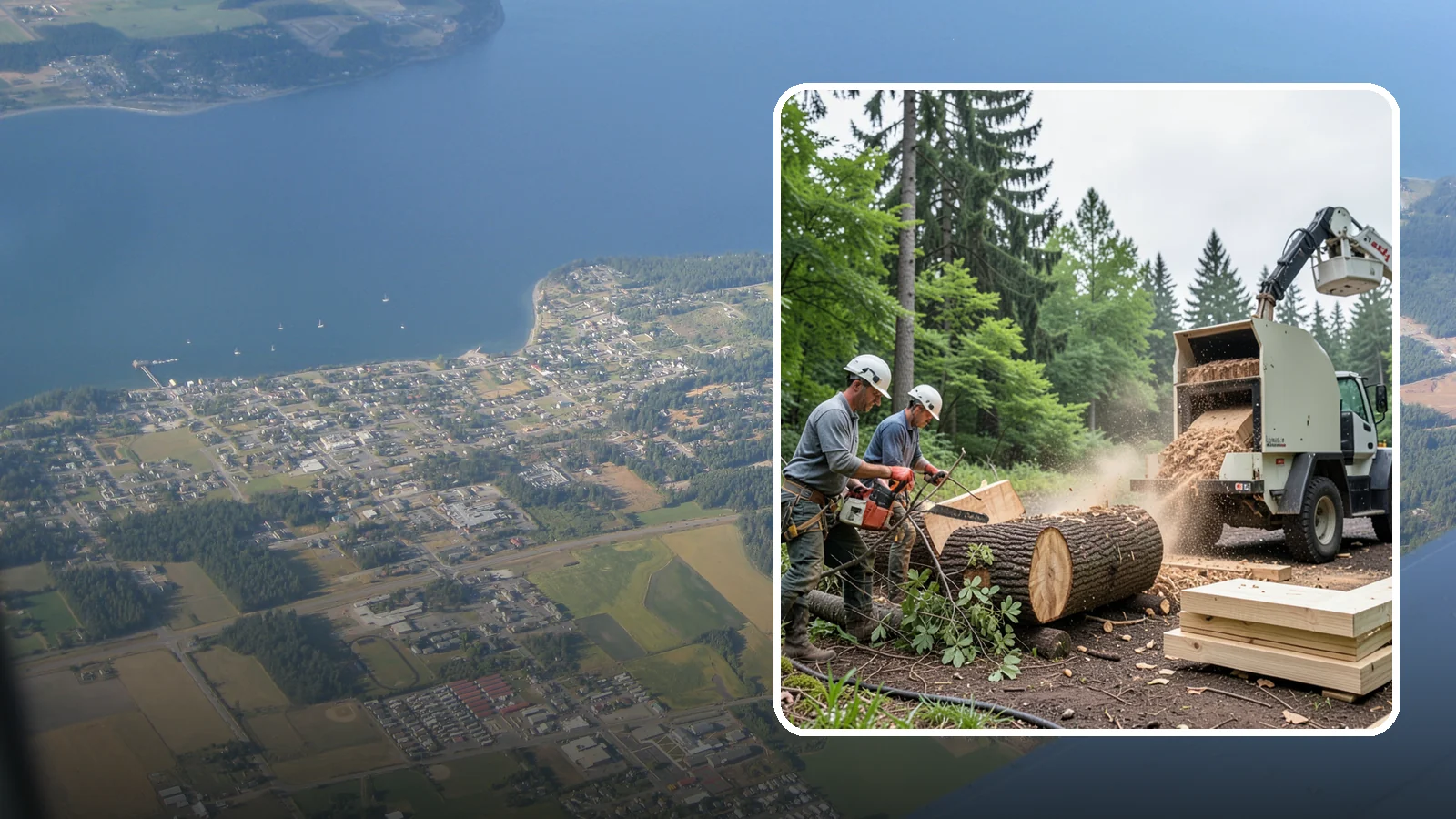 Wood milling in Coupeville, Island County, WA - The milling of logs into usable slabs or boards.