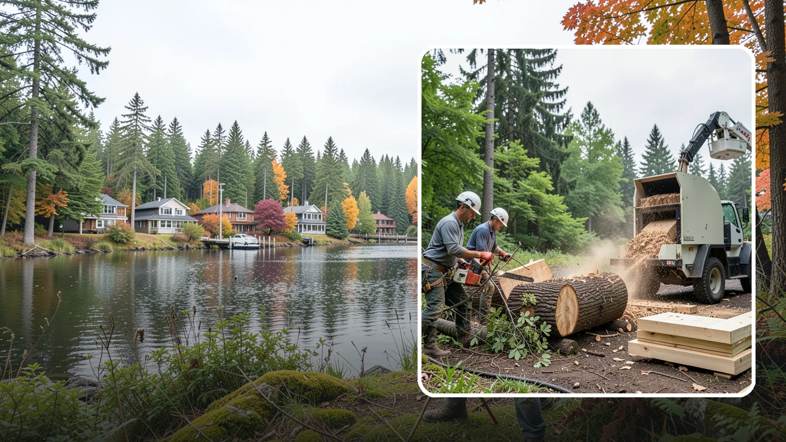 Wood milling in La Conner, Skagit County, WA - The milling of logs into usable slabs or boards.
