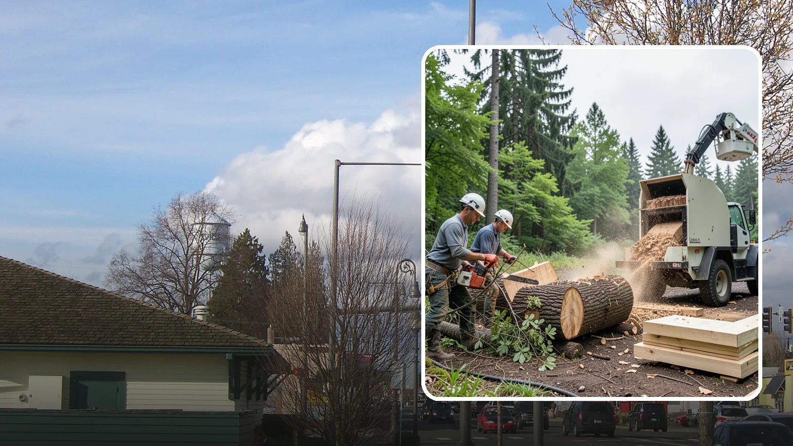 Wood milling in Marysville, Snohomish County, WA - The milling of logs into usable slabs or boards.