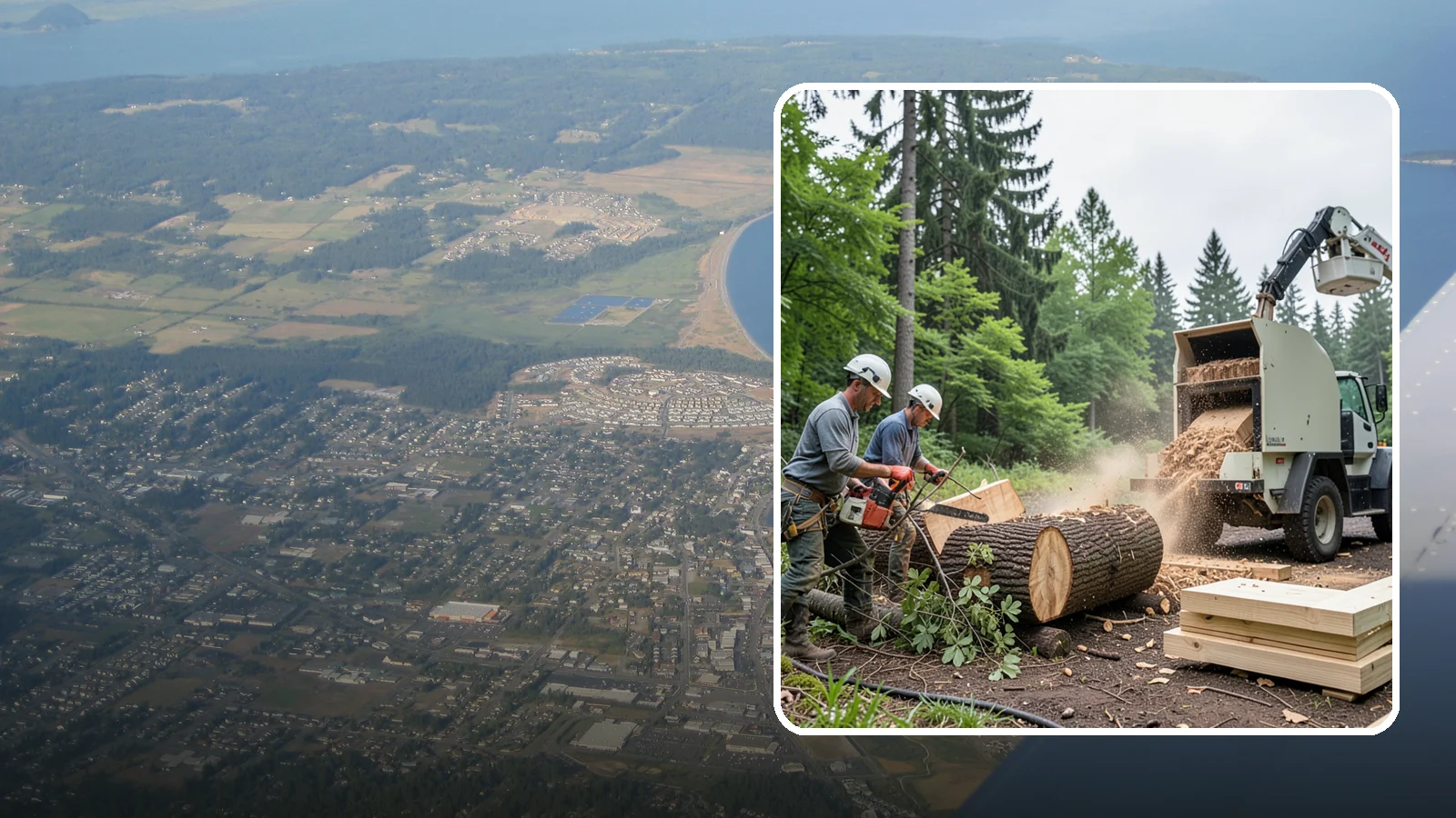 Wood milling in Oak Harbor, Island County, WA - The milling of logs into usable slabs or boards.