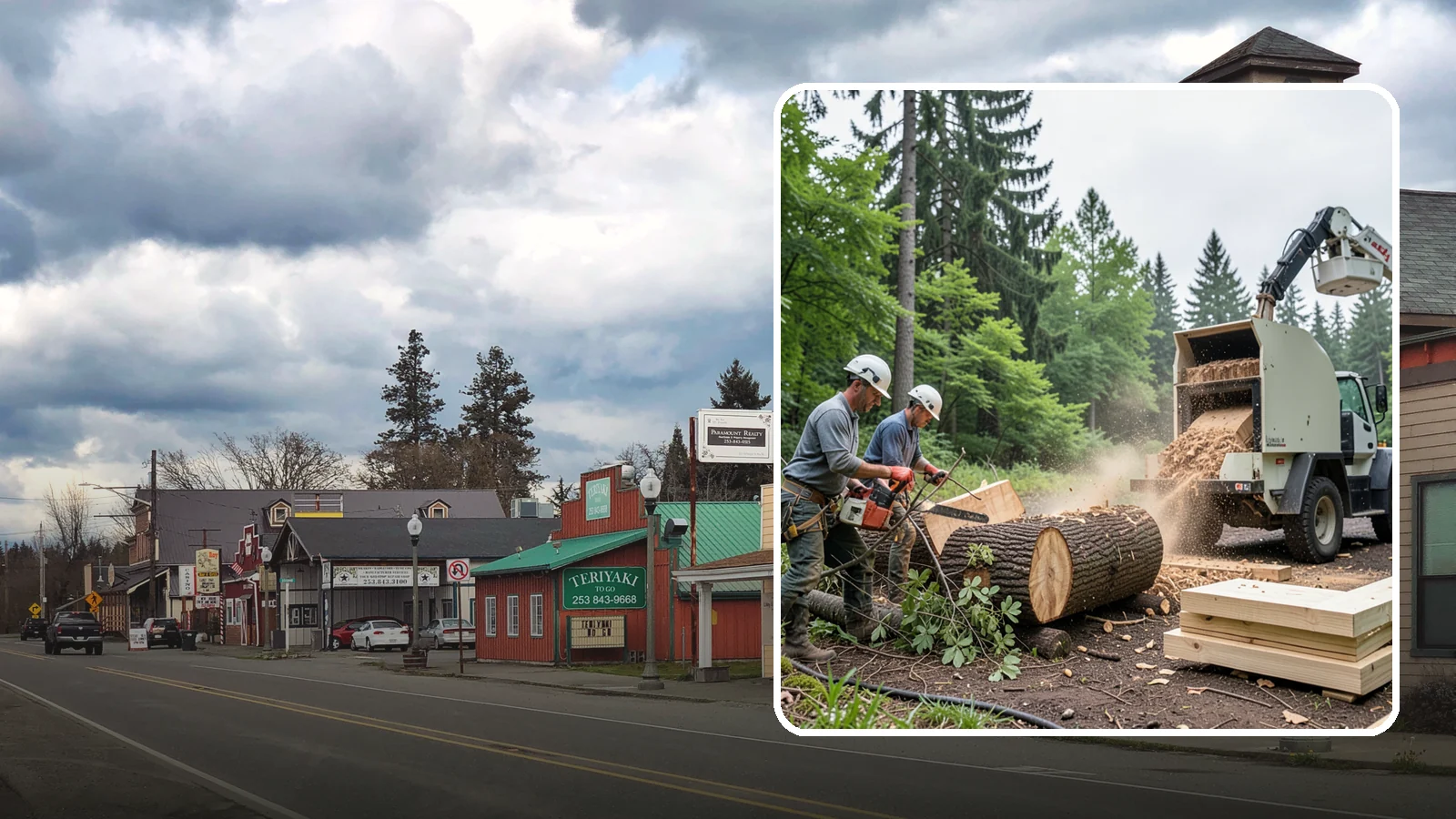 Wood milling in Roy, Pierce County, WA - The milling of logs into usable slabs or boards.