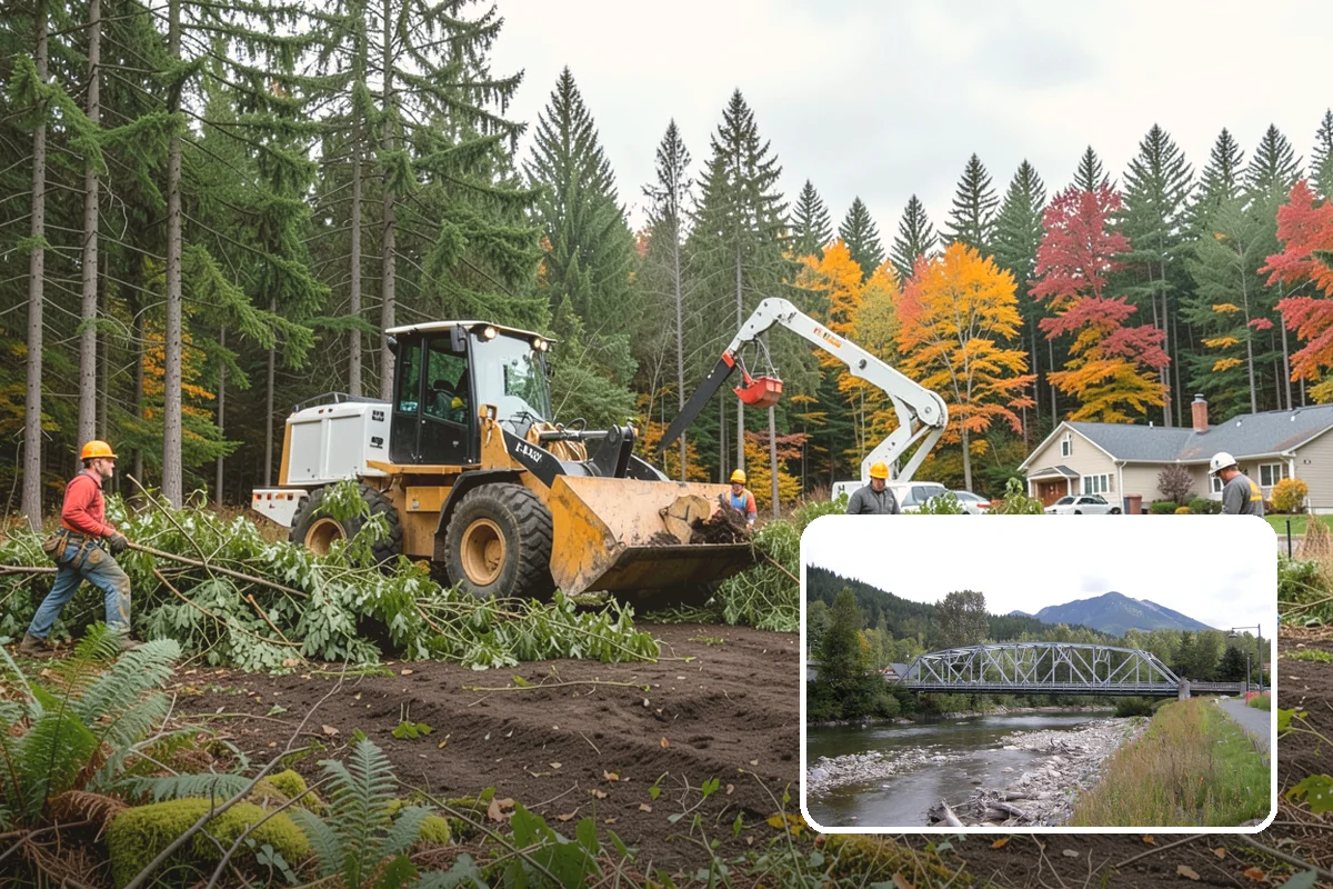 Wood milling in Skykomish, King County, WA - Turns removed wood and debris into usable products