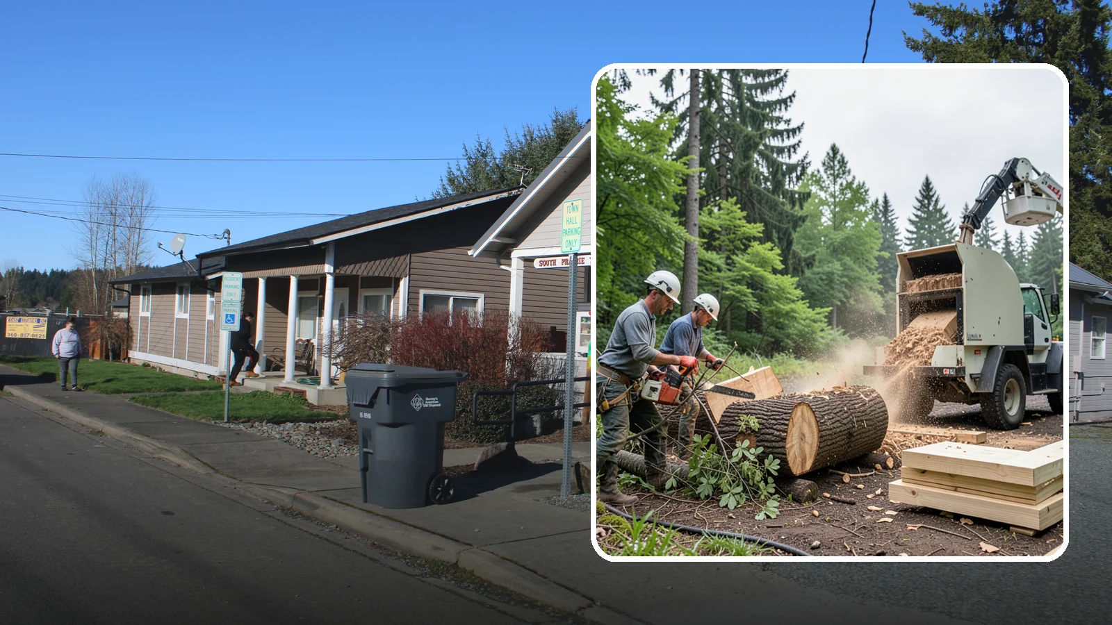 Wood milling in South Prairie, Pierce County, WA - The milling of logs into usable slabs or boards.