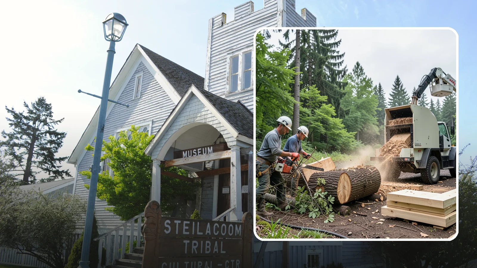 Wood milling in Steilacoom, Pierce County, WA - The milling of logs into usable slabs or boards.