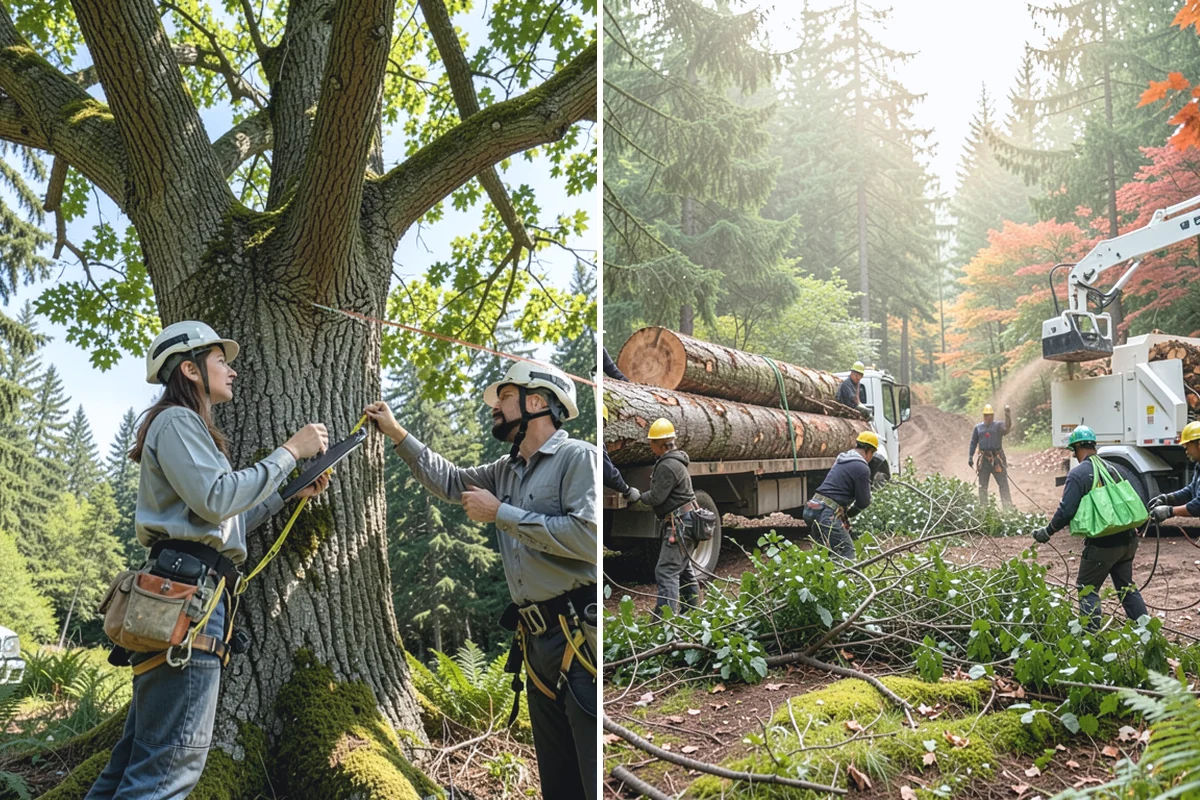 Young tree training in Beaux Arts Village, King County, WA - Assess canopy condition and pruning objectives