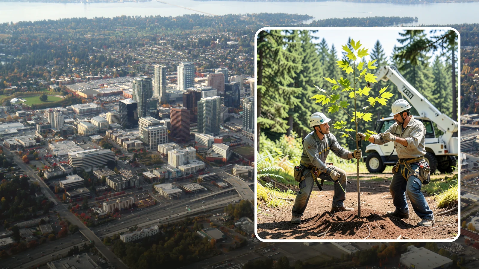 Young tree training in Bellevue, King County, WA - The early structural pruning of young trees.