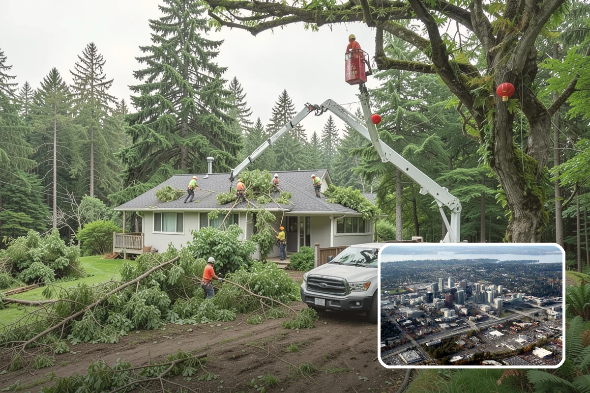Young tree training in Bellevue, King County, WA - Improves tree structure, health, and appearance