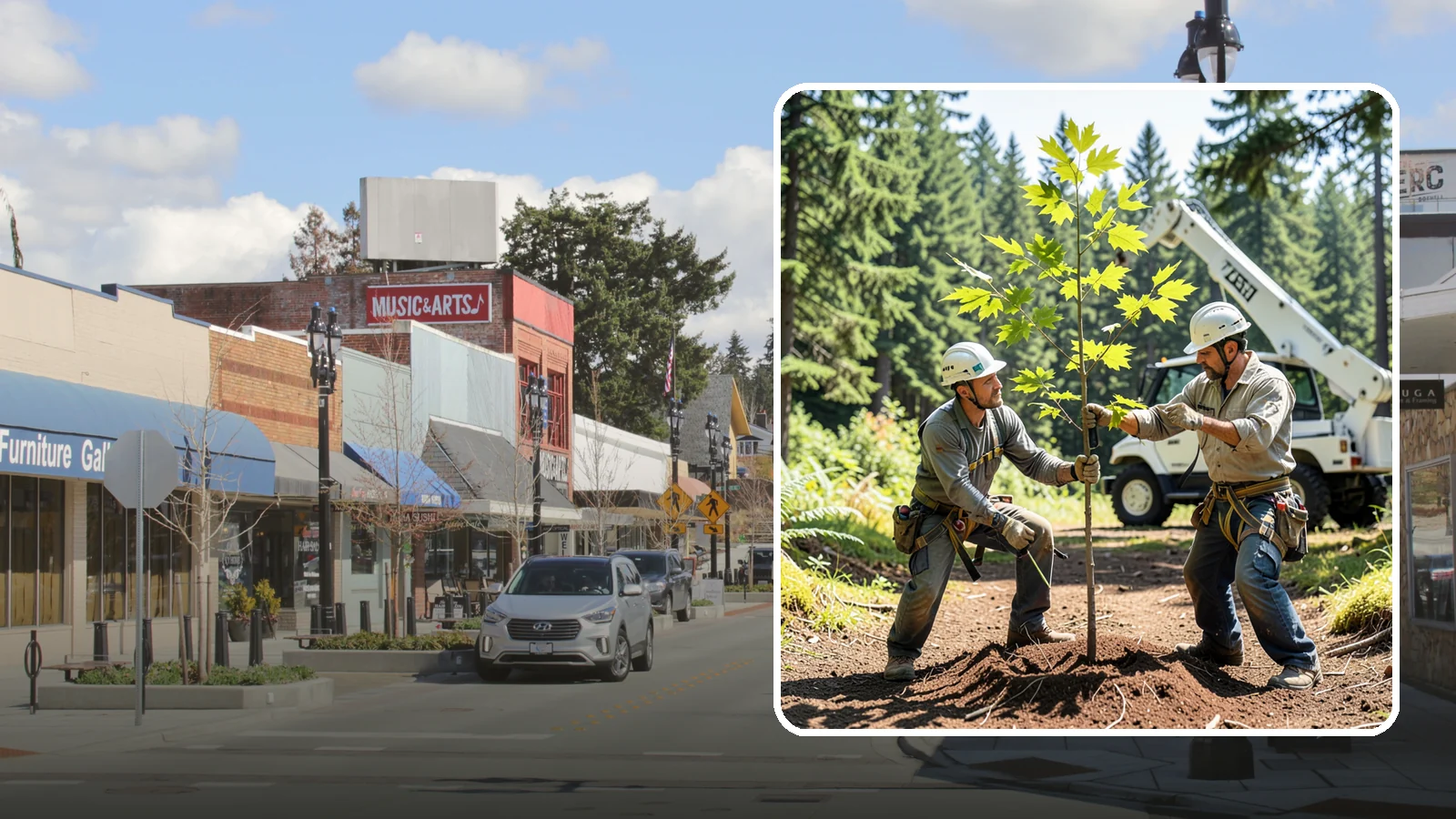 Young tree training in Bothell, King County, WA - The early structural pruning of young trees.