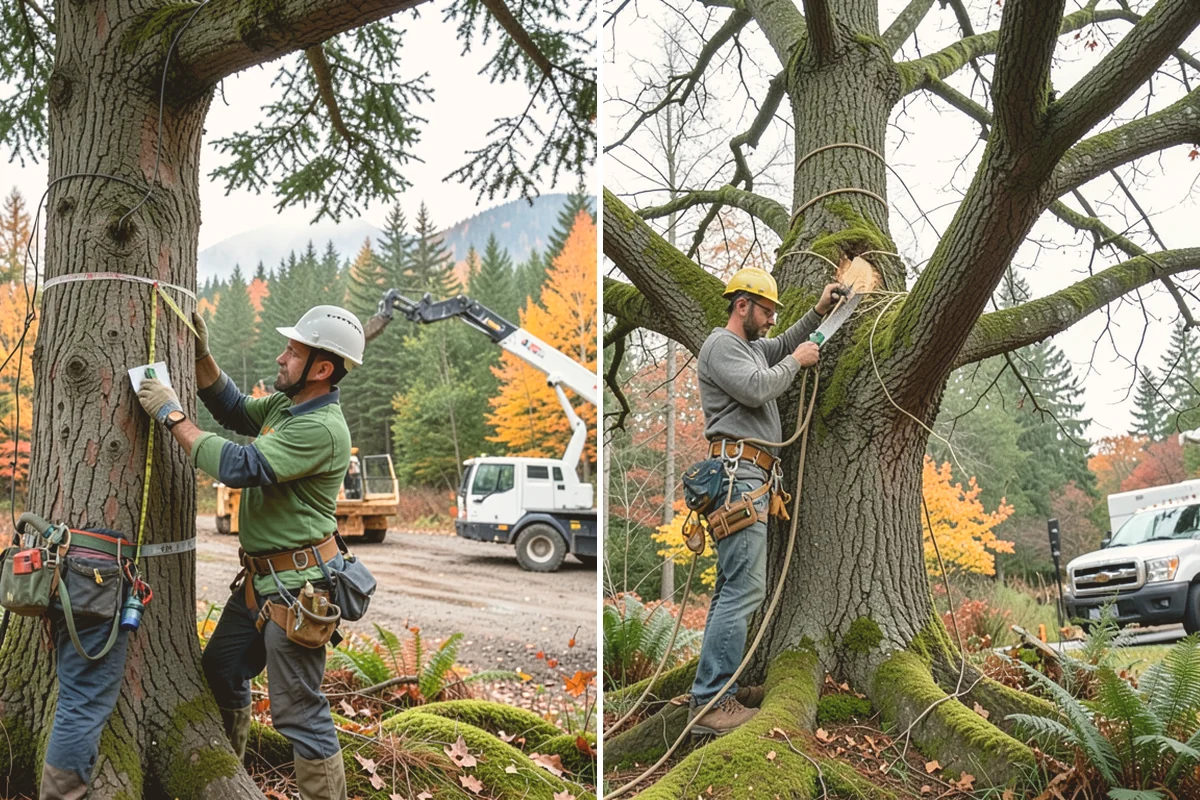 Young tree training in Bothell, King County, WA - Assess canopy condition and pruning objectives