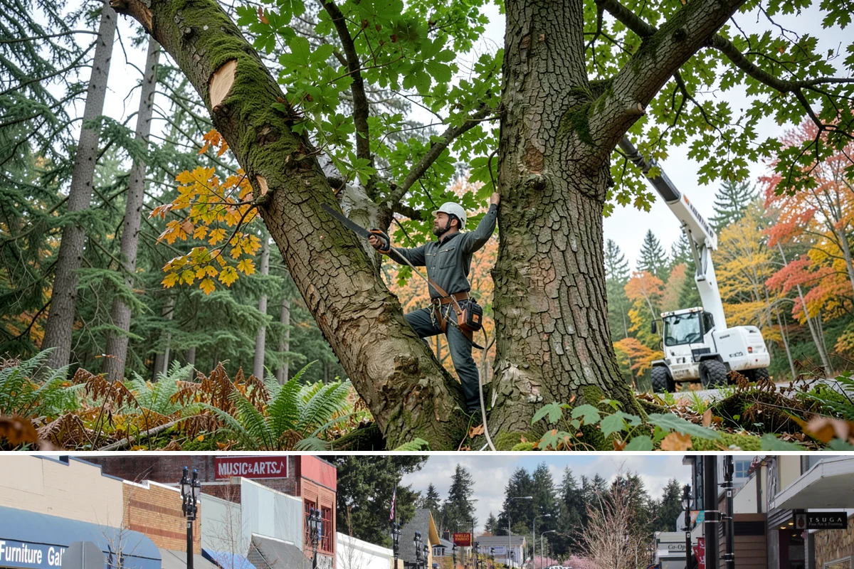 Young tree training in Bothell, King County, WA - Work should follow recognized arboricultural standards matched to specific seasonal sensitivities for each species in the Puget...