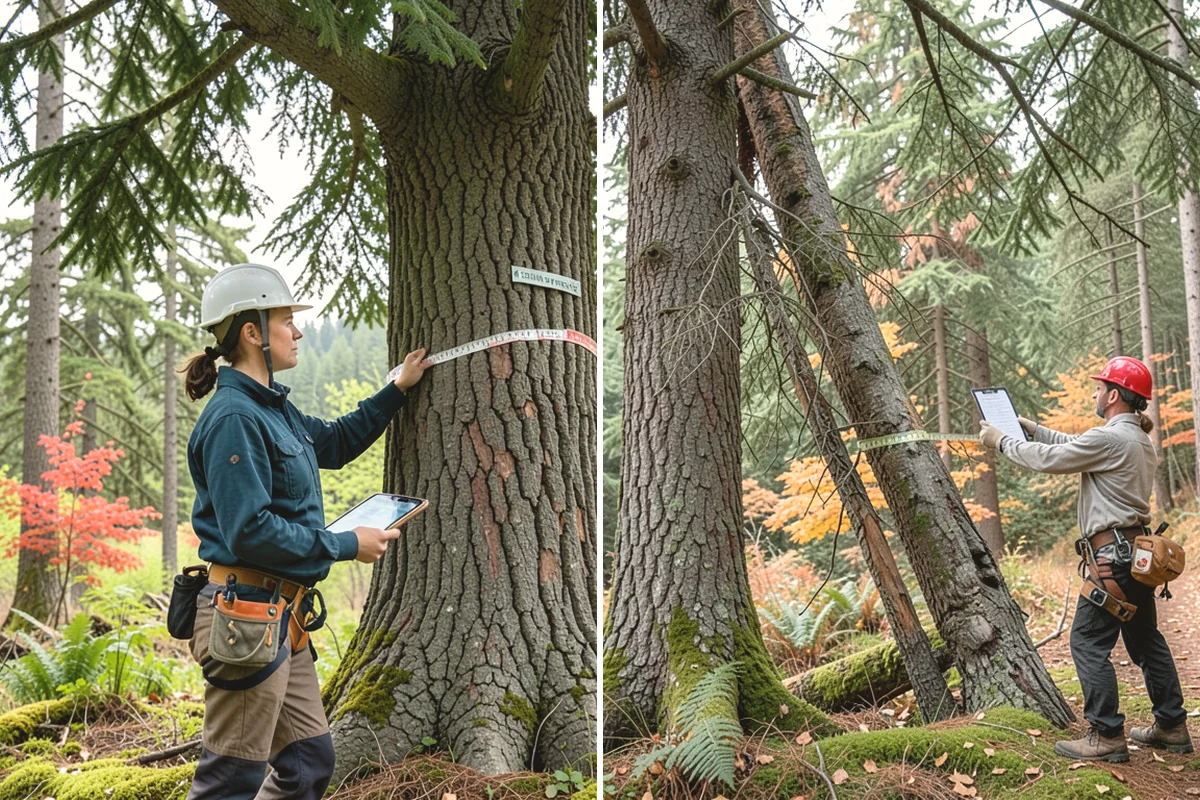 Young tree training in Carbonado, Pierce County, WA - Assess canopy condition and pruning objectives