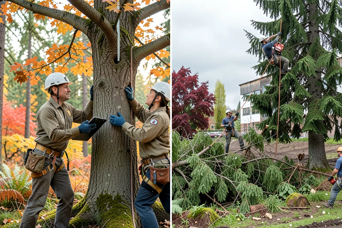 Young tree training in Enumclaw, King County, WA - Assess canopy condition and pruning objectives