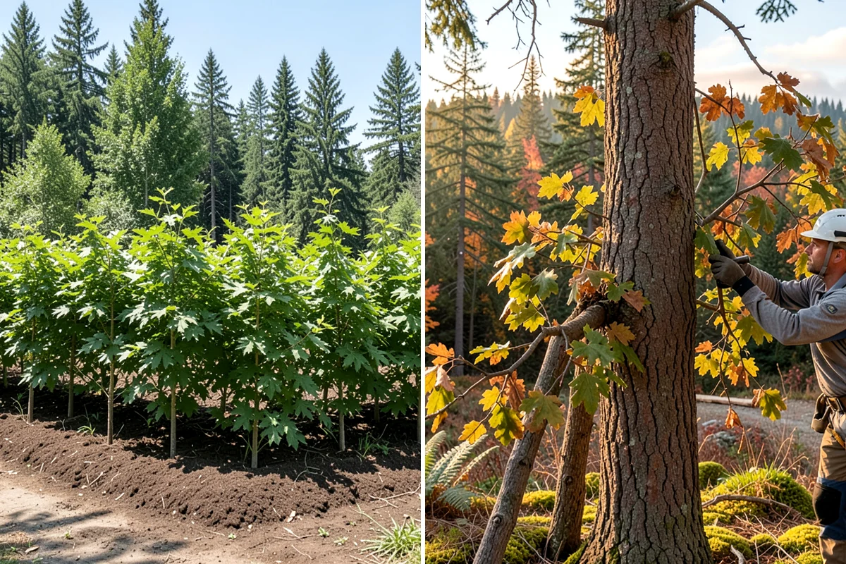 Young tree training in Federal Way, King County, WA - Assess canopy condition and pruning objectives