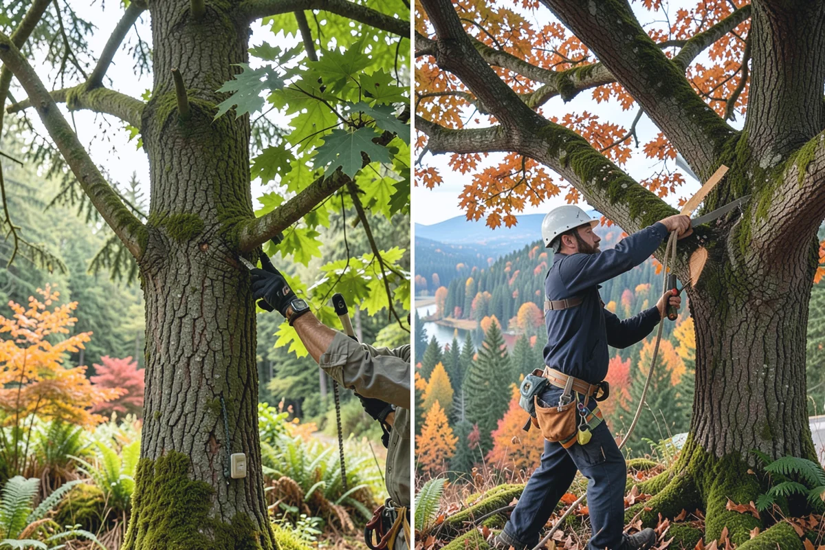 Young tree training in Gold Bar, Snohomish County, WA - Assess canopy condition and pruning objectives