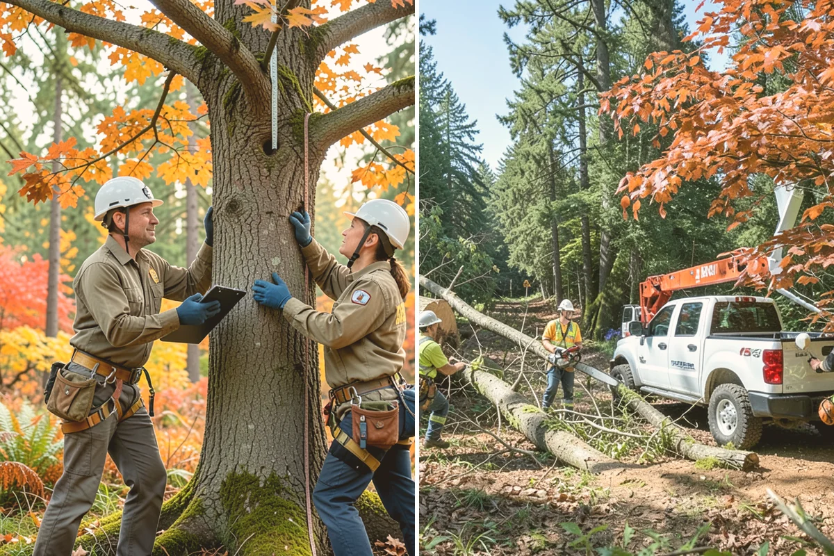 Young tree training in Index, Snohomish County, WA - Assess canopy condition and pruning objectives
