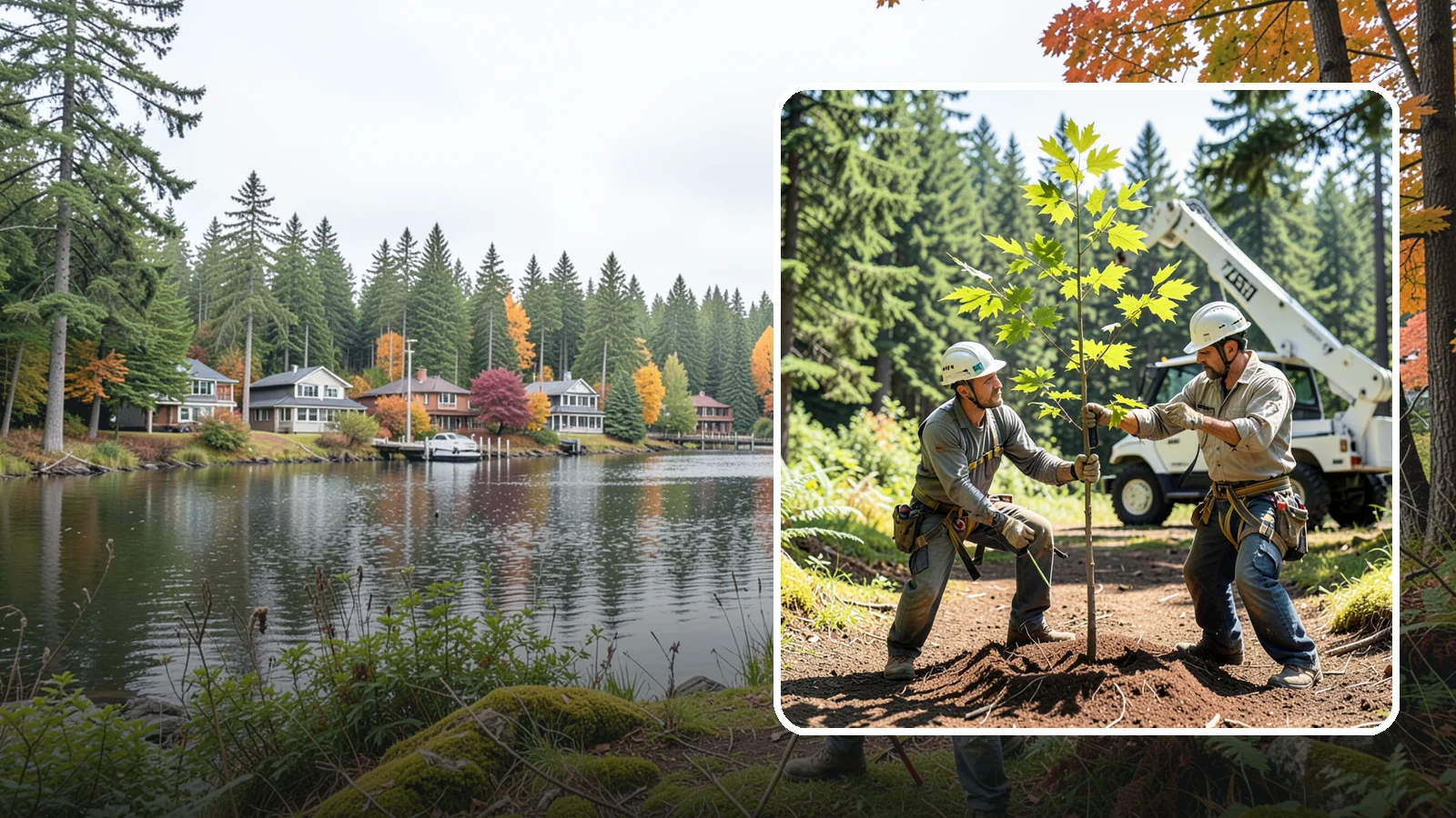 Young tree training in La Conner, Skagit County, WA - The early structural pruning of young trees.