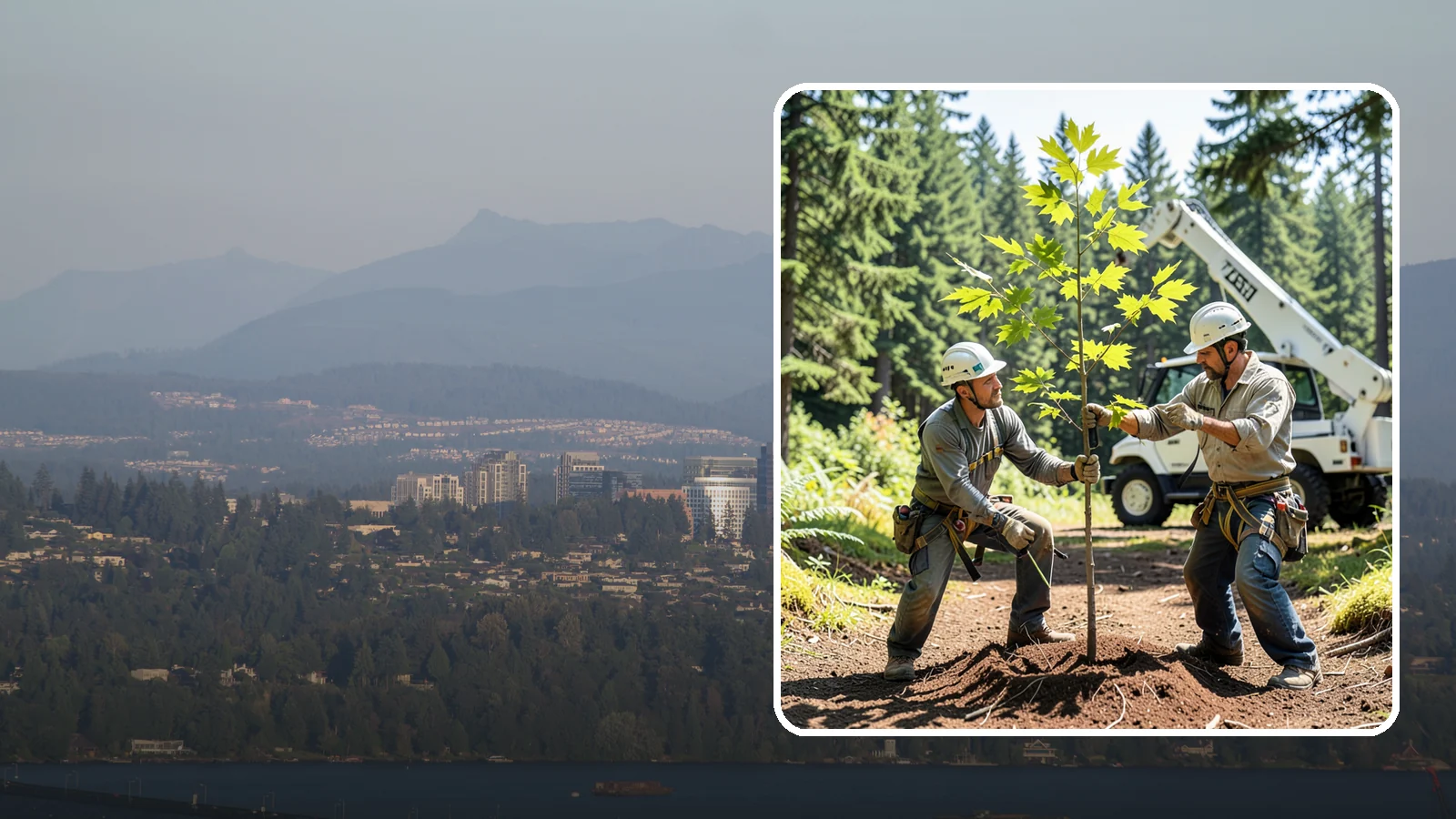 Young tree training in Medina, King County, WA - The early structural pruning of young trees.