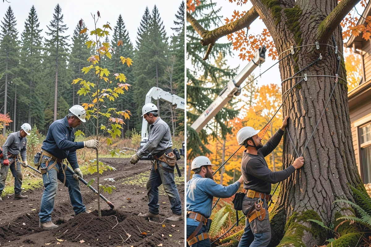 Young tree training in Medina, King County, WA - Assess canopy condition and pruning objectives