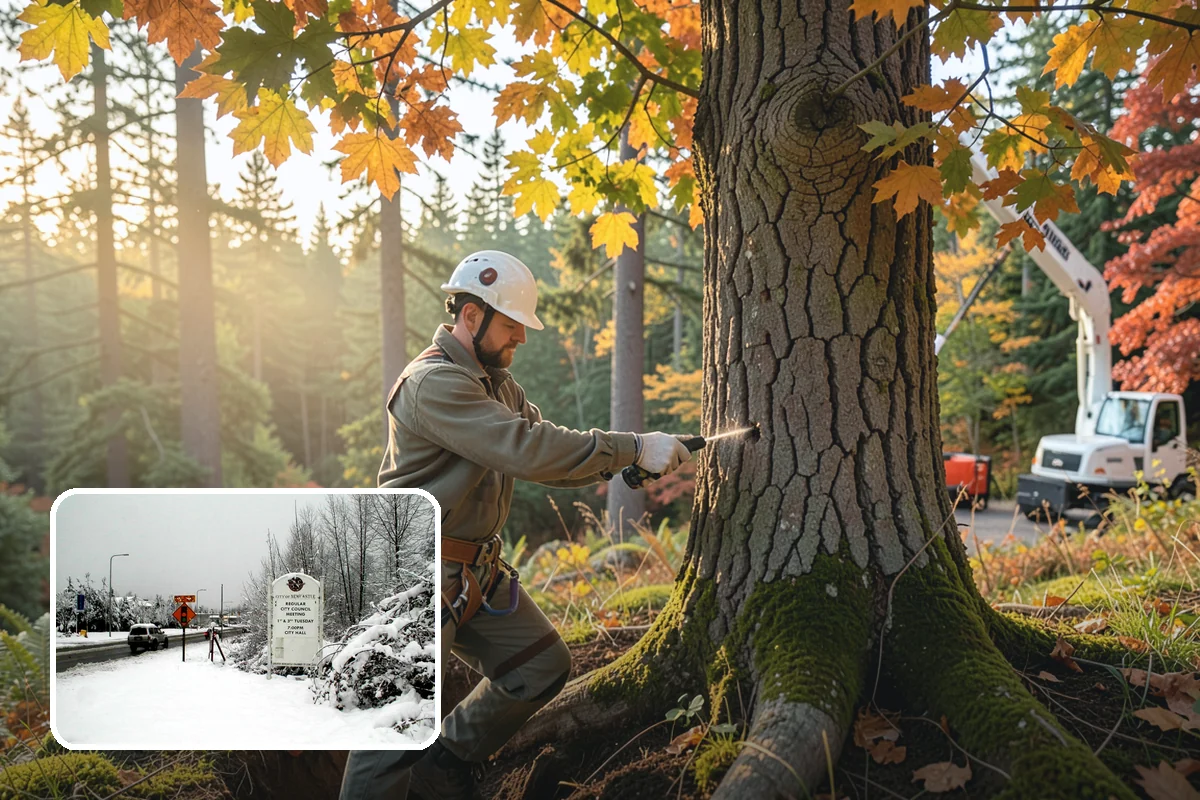 Young tree training in Newcastle, King County, WA - Improves tree structure, health, and appearance