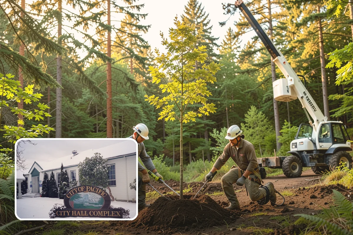 Young tree training in Pacific, King County, WA - Improves tree structure, health, and appearance