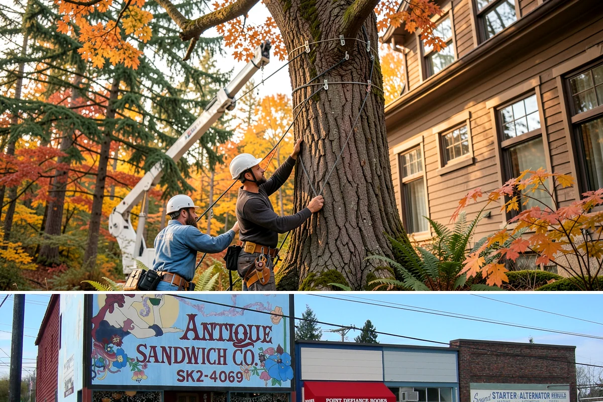 Young tree training in Ruston, Pierce County, WA - Work should follow recognized arboricultural standards matched to specific seasonal sensitivities for each species in the Puget...