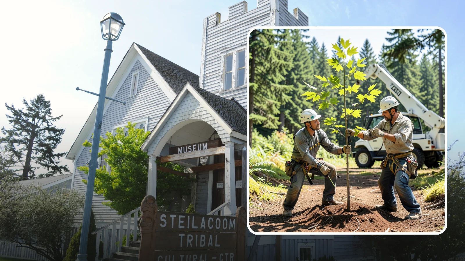 Young tree training in Steilacoom, Pierce County, WA - The early structural pruning of young trees.