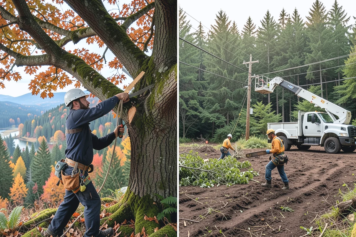Young tree training in Wilkeson, Pierce County, WA - Assess canopy condition and pruning objectives